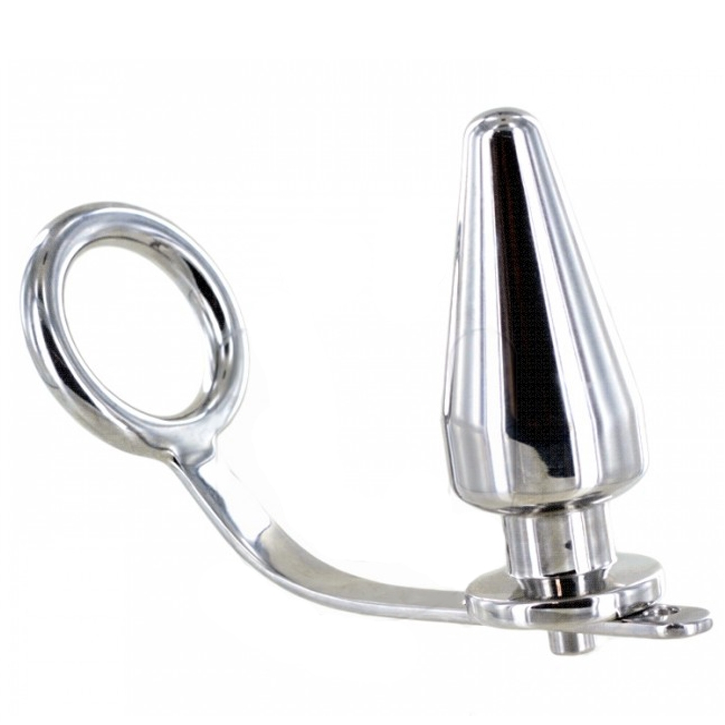 METAL HARD - Stahlring mit Analplug, 45 x 45 mm