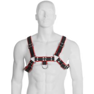 LEATHER BODY - Ketten-Harness III Schwarz/Rot