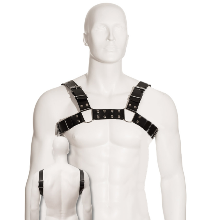 LEATHER BODY - Schwarzes Bulldog-Geschirr