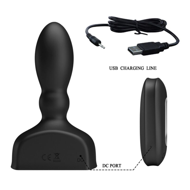 MR PLAY - Schwarzer aufblasbarer Analplug mit Fernbedienung