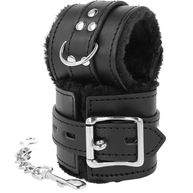 DARKNESS - Schwarz gefütterte BDSM-Handschellen