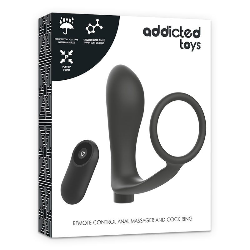 ADDICTED TOYS - Penisring mit Fernbedienung, Analplug, Schwarz, wiederaufladbar