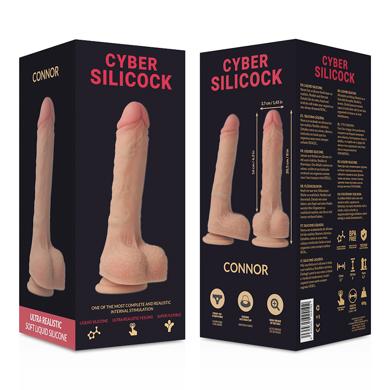 CYBER SILICOCK - STRAP-ON CONNOR FLÜSSIGES SILIKON MIT 3 RINGEN GRATIS 20,5 CM -O- 3,7 CM