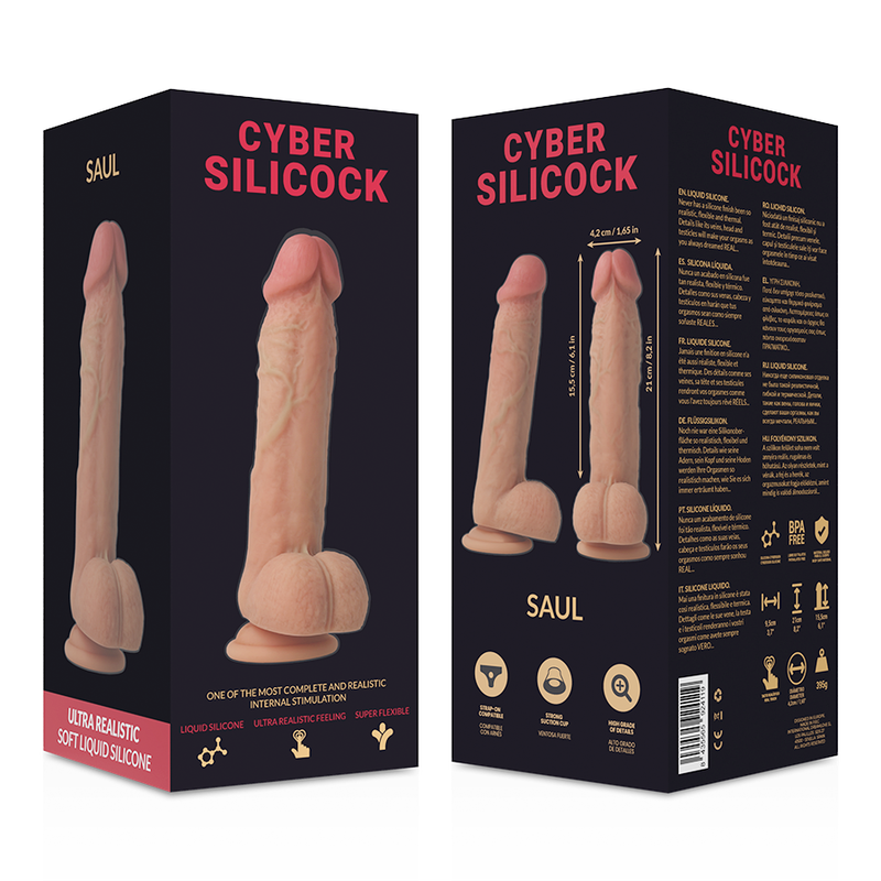 CYBER SILICOCK - STRAP-ON SAUL FLÜSSIGES SILIKON MIT 3 RINGEN GRATIS 15,5 CM -O- 4,2 CM