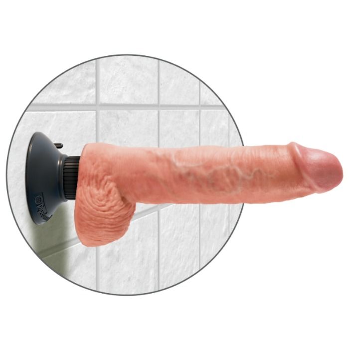 KING COCK - Vibrierender Dildo mit Hoden 25,5 cm natürliche Farbe