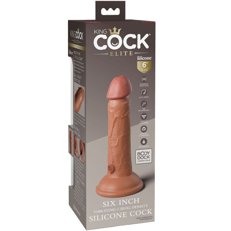 KING COCK - ELITE realistischer Dildo mit Vibration und Silikon 15,2 cm Karamell