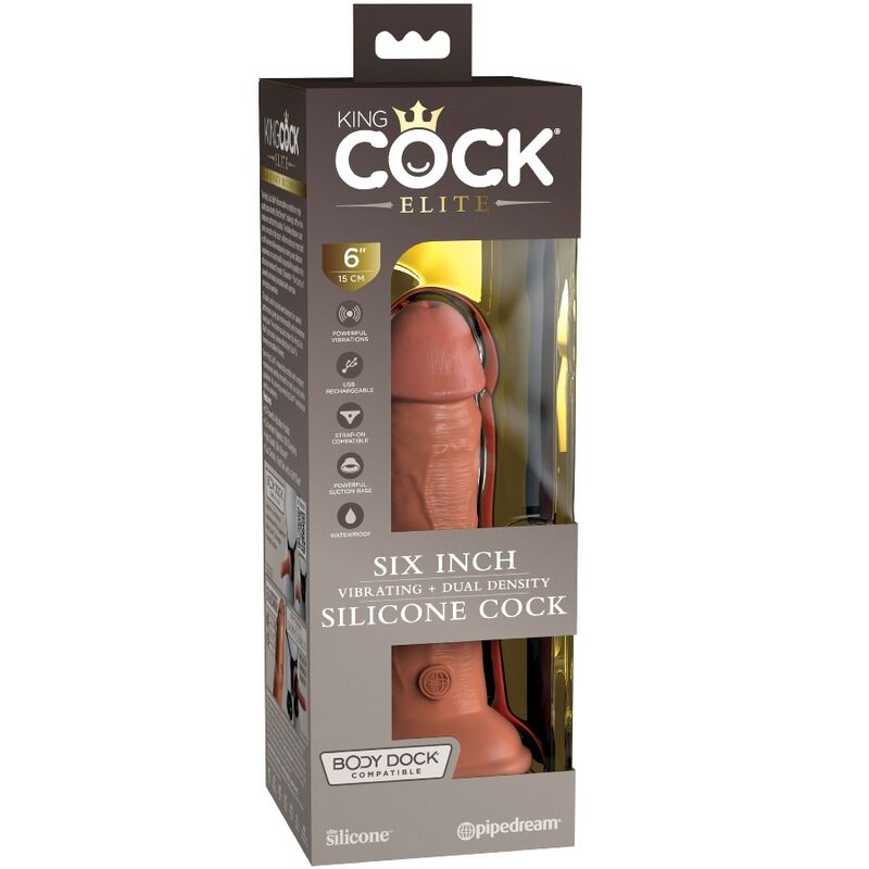 KING COCK - ELITE realistischer Dildo mit Vibration und Silikon 15,2 cm Karamell