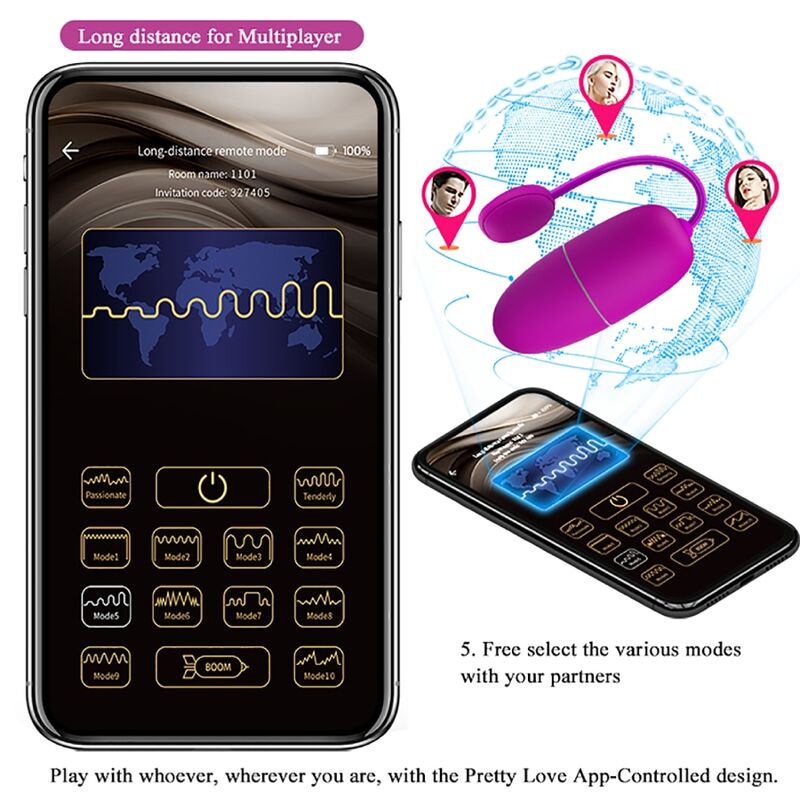 PRETTY LOVE - VIBRATIONS-EI DER NYMPHE, APP-GESTEUERT, LILA