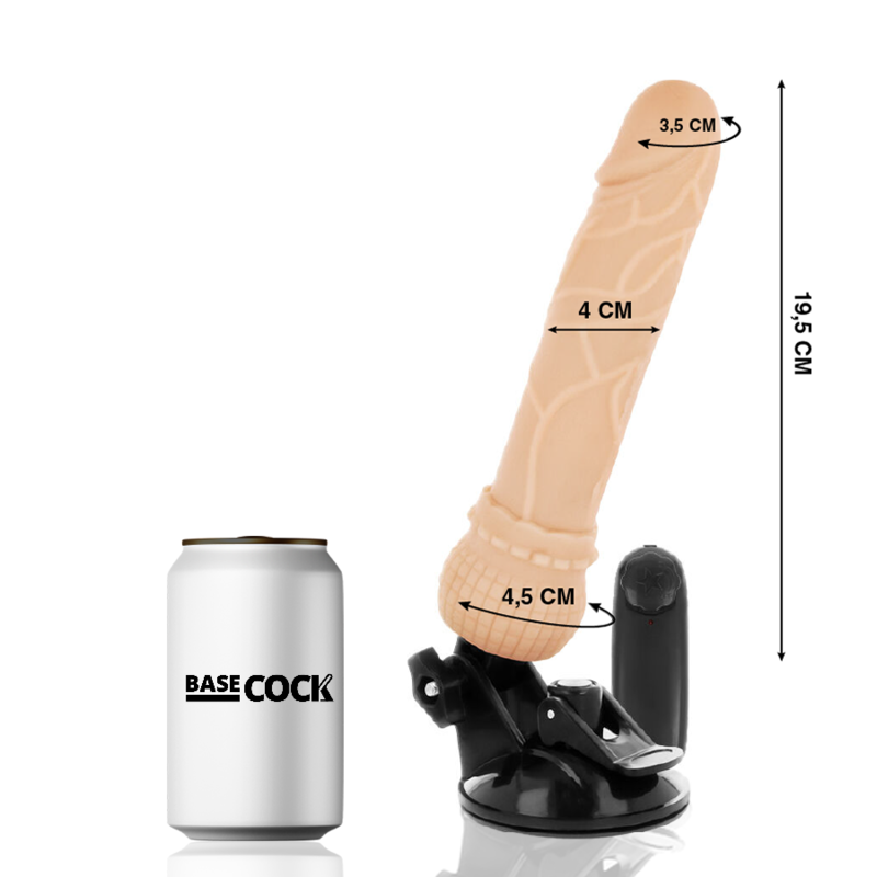 BASECOCK - Realistischer Vibrator mit Fernbedienung, natürliche 19,5 cm -O- 4 cm