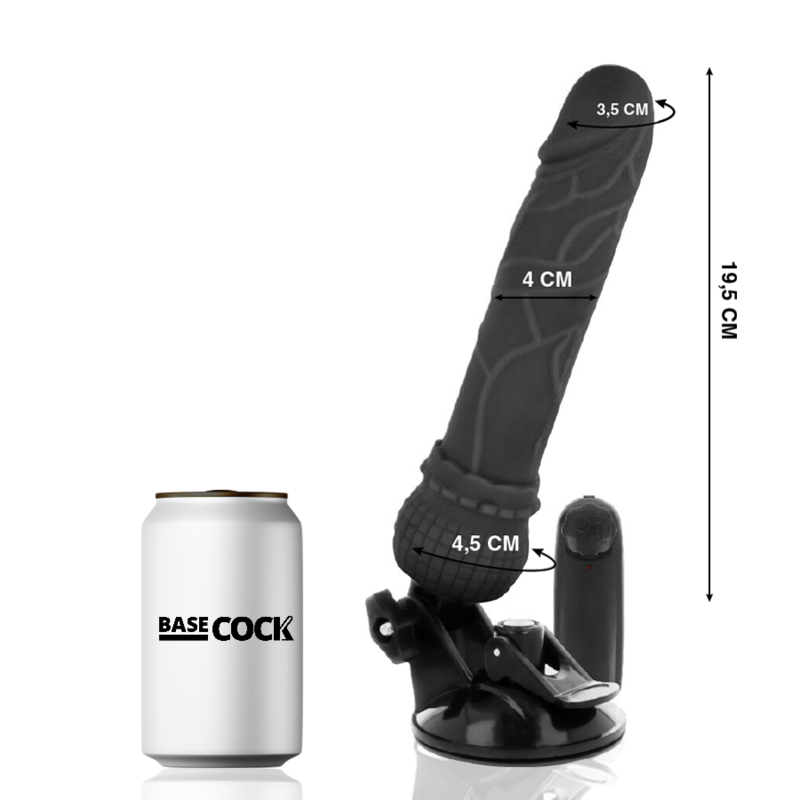 BASECOCK - Realistischer Vibrator mit Fernbedienung Schwarz 19,5 cm -O- 4 cm