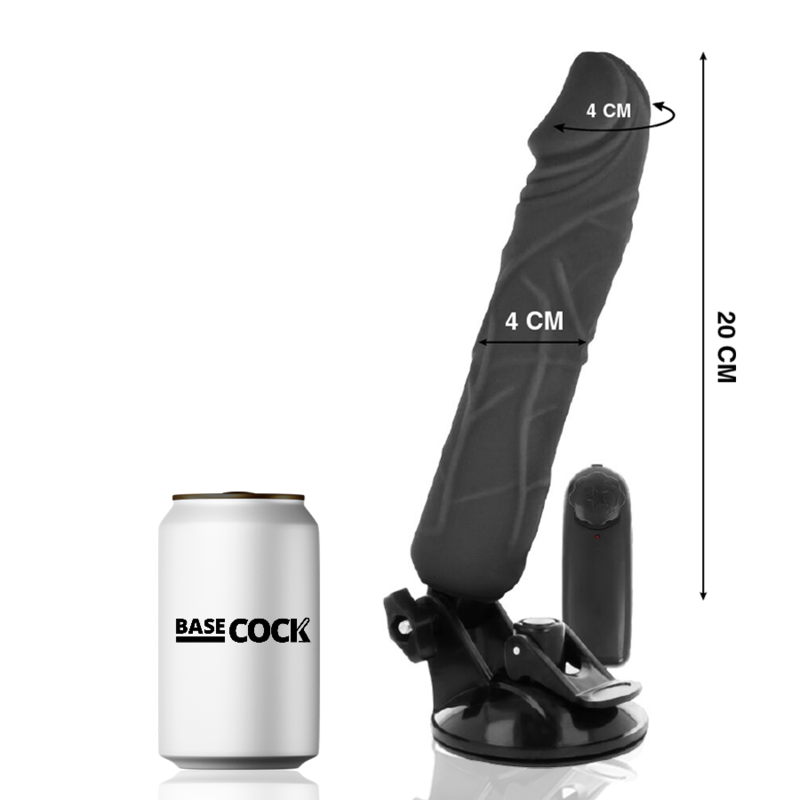 BASECOCK - Realistischer Vibrator mit Fernbedienung Schwarz 20 cm -O- 4 cm