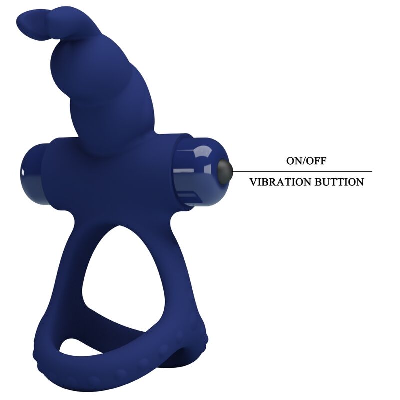 PRETTY LOVE - LUCHITO Doppelt vibrierender Ring Kaninchen Blau