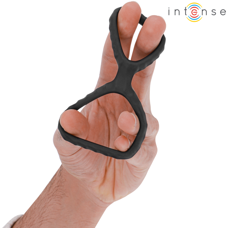 INTENSE - DEWEY Doppelter Penisring aus Silikon Schwarz Modell 2