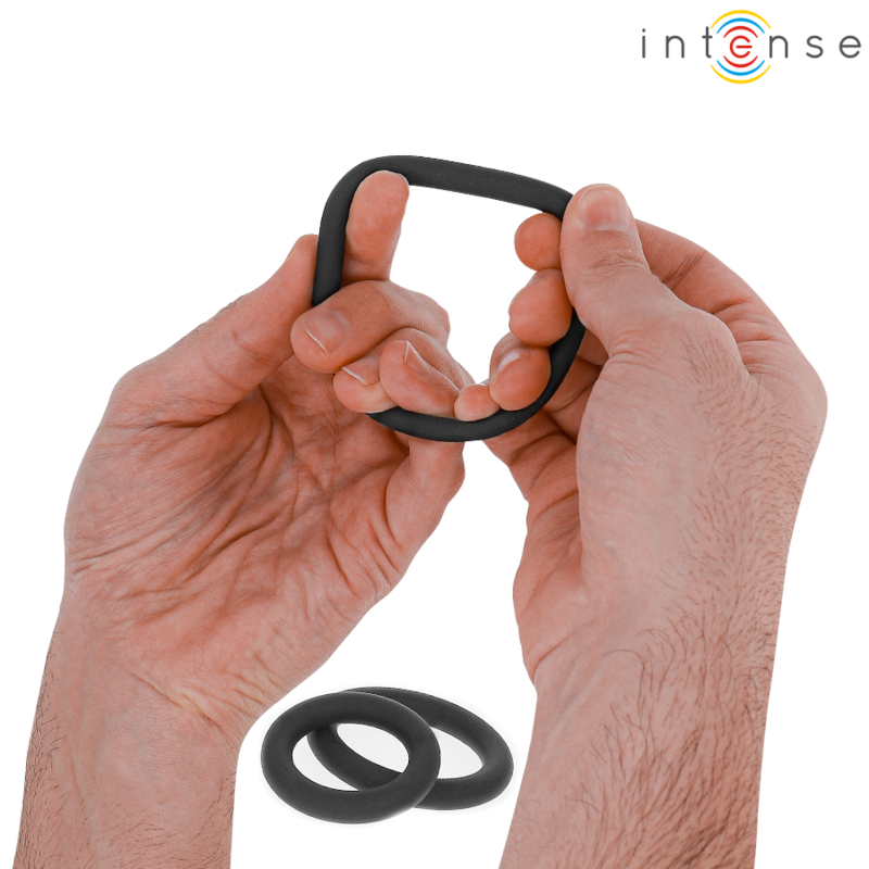 INTENSE - HUGH 3 BASIC Penisringe aus Silikon Schwarz