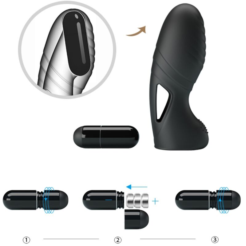 PRETTY LOVE - ALAN Silikon-Fingervibrator Schwarz