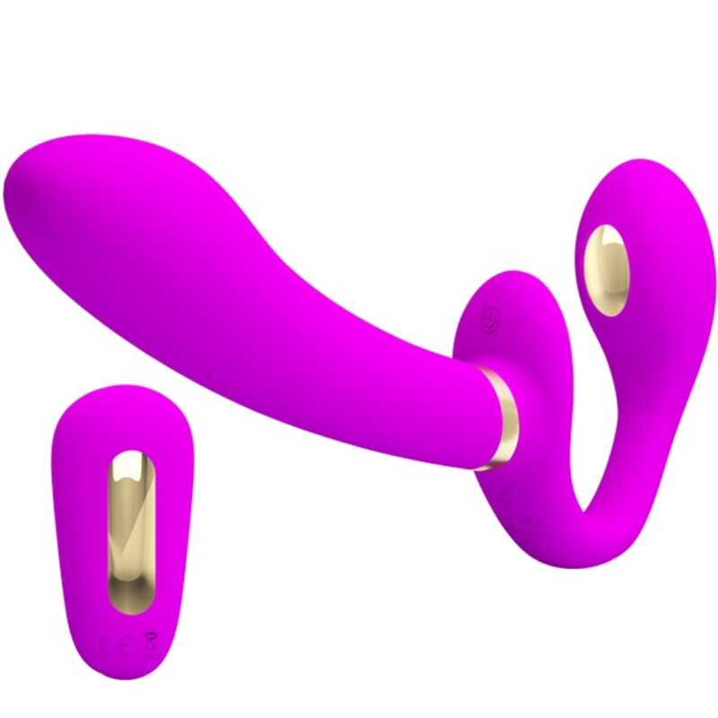 PRETTY LOVE - THUNDERBIRD Doppelter Strap-On-Vibrator mit Fernbedienung Lila
