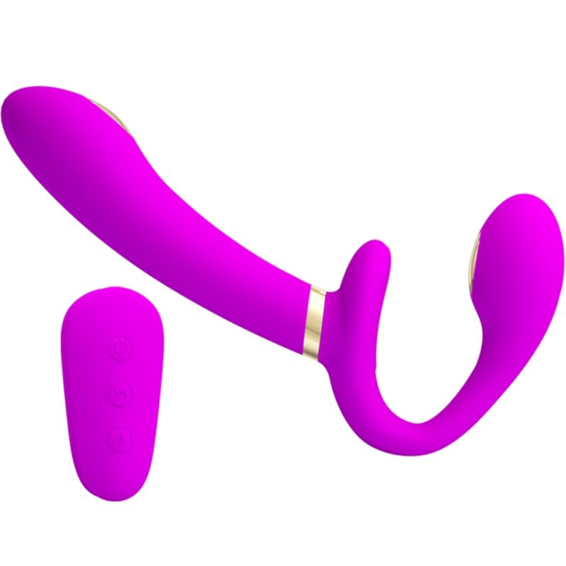 PRETTY LOVE - THUNDERBIRD Doppelter Strap-On-Vibrator mit Fernbedienung Lila