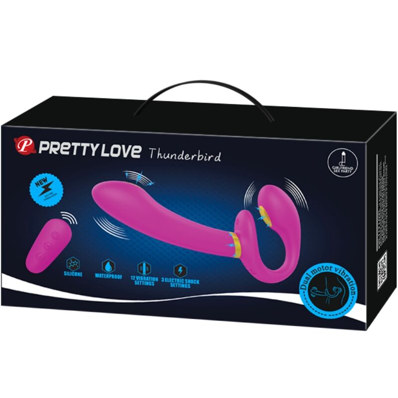 PRETTY LOVE - THUNDERBIRD Doppelter Strap-On-Vibrator mit Fernbedienung Lila