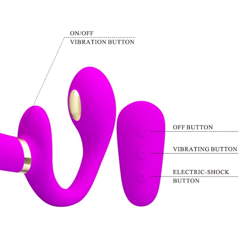 PRETTY LOVE - THUNDERBIRD Doppelter Strap-On-Vibrator mit Fernbedienung Lila