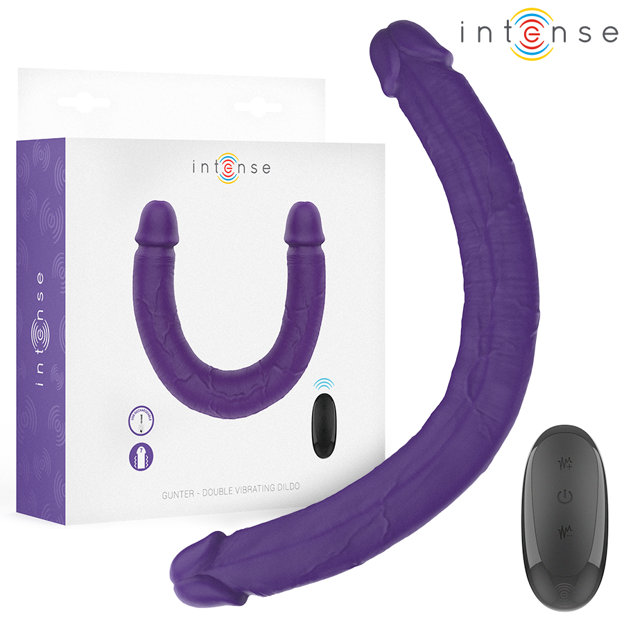 INTENSE - GUNTER Dildo Doppelvibrator 40 cm Lila mit Fernbedienung