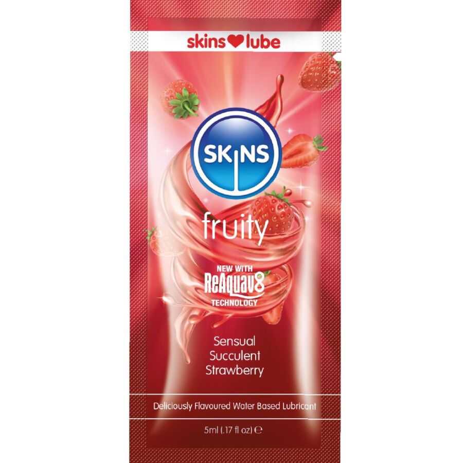SKINS - Fruchtiges, wasserbasiertes Gleitgel Erdbeere, Einzeldosierung 5 ml