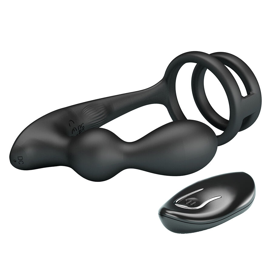 MR PLAY - Vibrierender Analplug mit Penisring und Fernbedienung