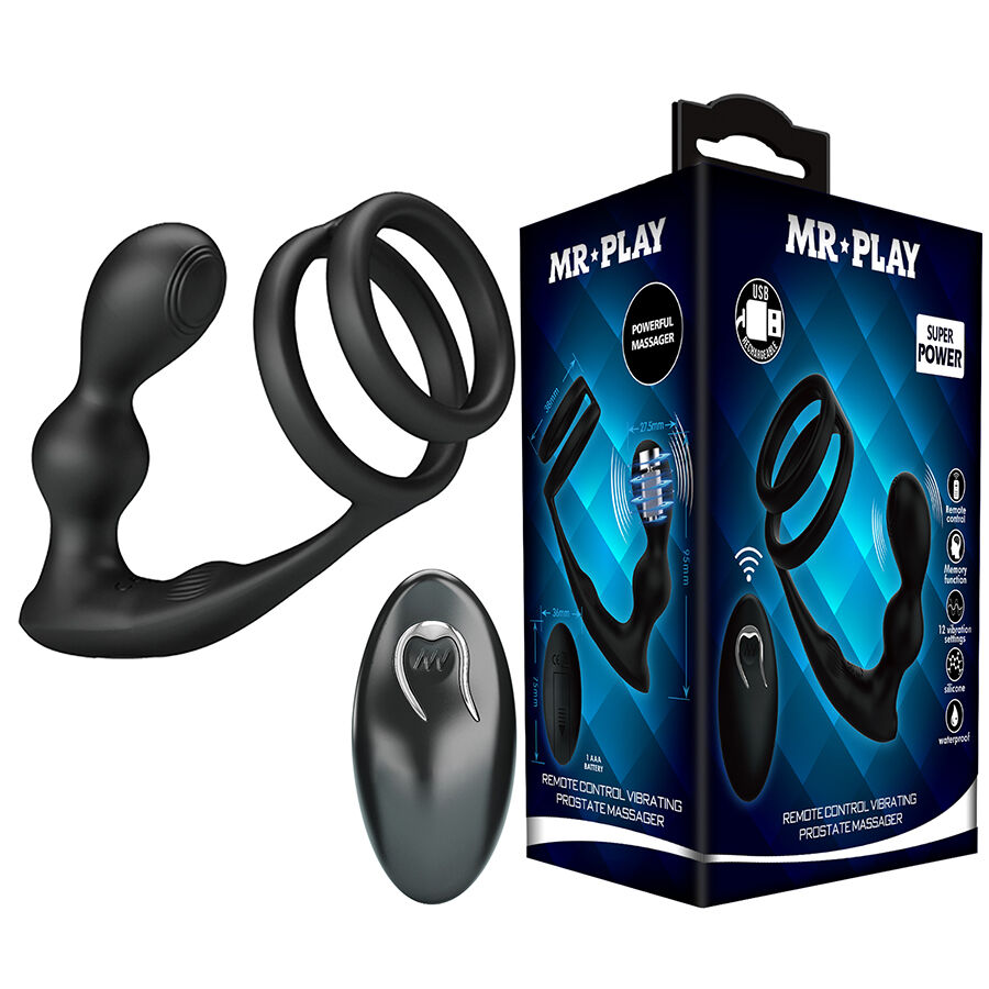 MR PLAY - Vibrierender Analplug mit Penisring und Fernbedienung