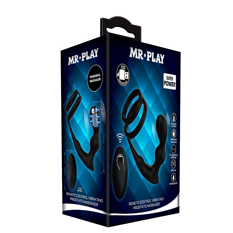 MR PLAY - Vibrierender Analplug mit Penisring und Fernbedienung