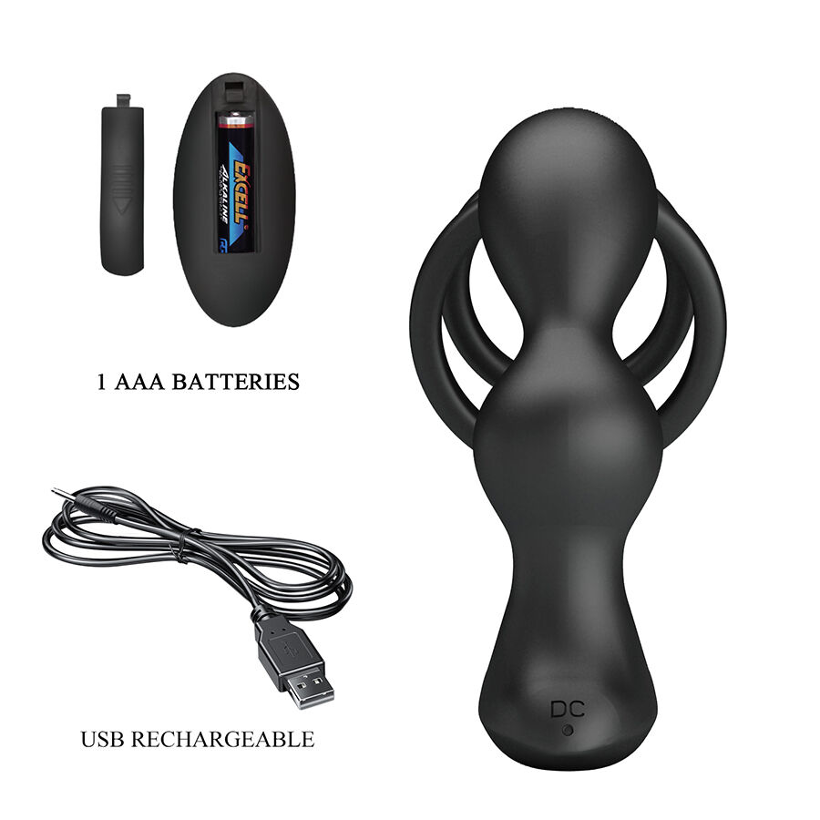 MR PLAY - Vibrierender Analplug mit Penisring und Fernbedienung