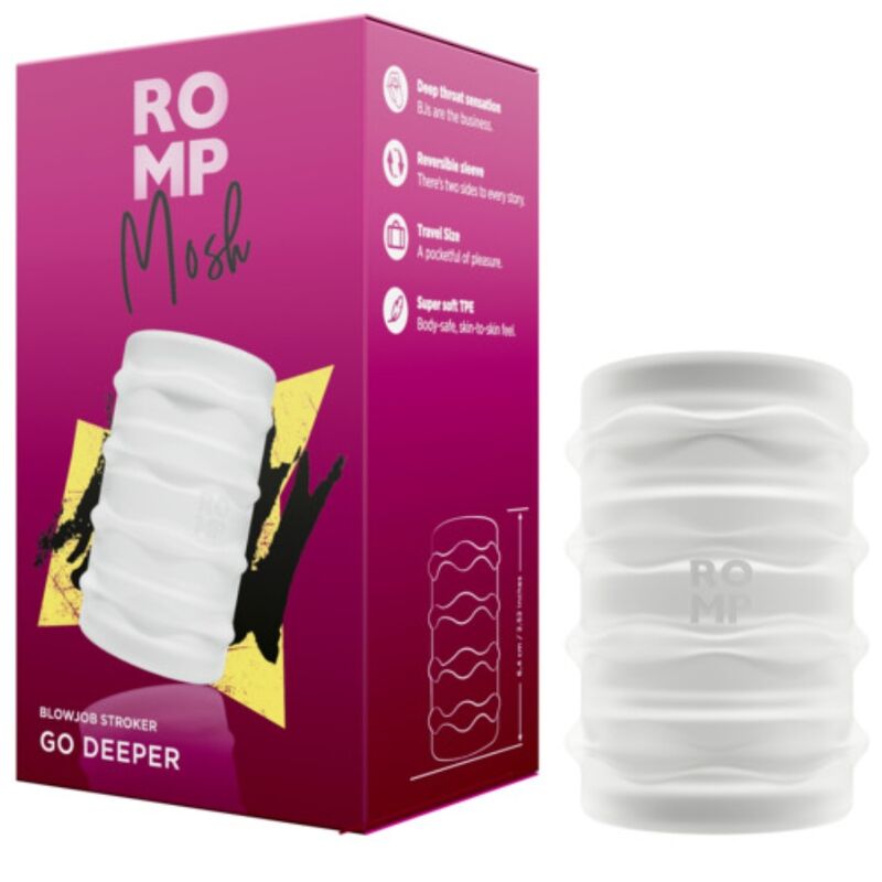 ROMP - MOSH transparenter Männermasturbator mit 6 cm wendbarer Hülle