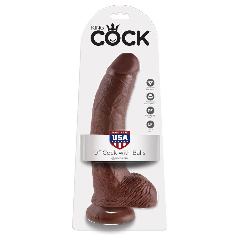 KING COCK - 9 Dildo Braun mit Ei 22,9 cm