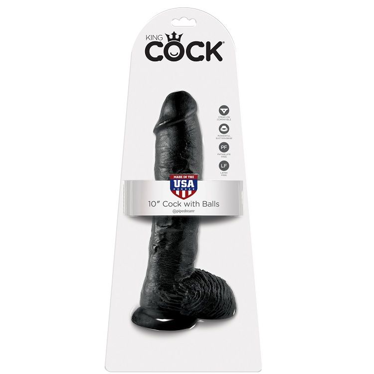 KING COCK - Dildo Schwarz mit Ei 25,4 cm