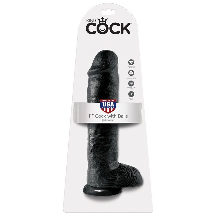 KING COCK - Dildo Schwarz mit Ei 28 cm