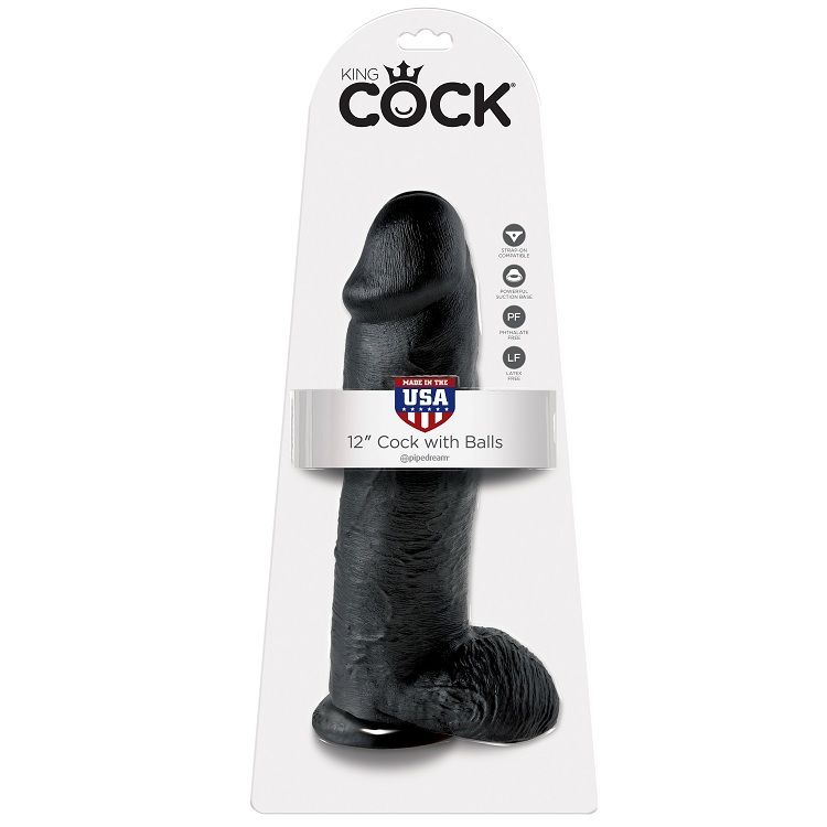 KING COCK - Dildo Schwarz mit Ei 30,48 cm