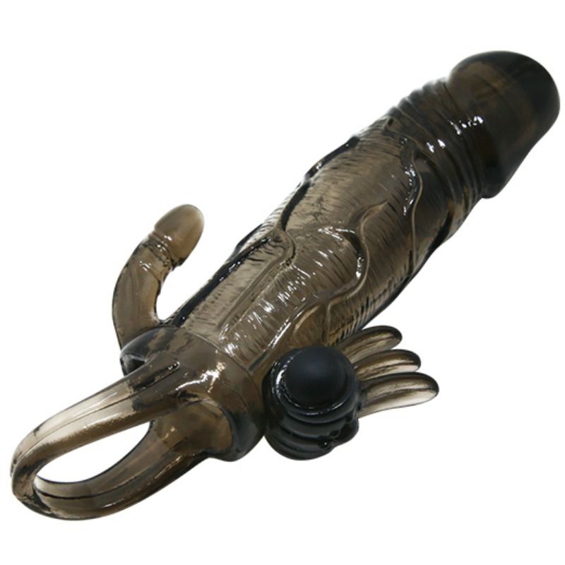 BAILE - BRAVE MAN PENISHÜLLE MIT KLITORIS- UND ANALSTIMULATION DOPPELTE KUGEL SCHWARZ 16,5 CM