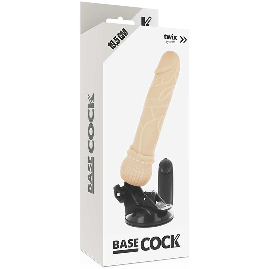 BASECOCK - Realistischer Vibrator mit Fernbedienung, natürliche 19,5 cm -O- 4 cm