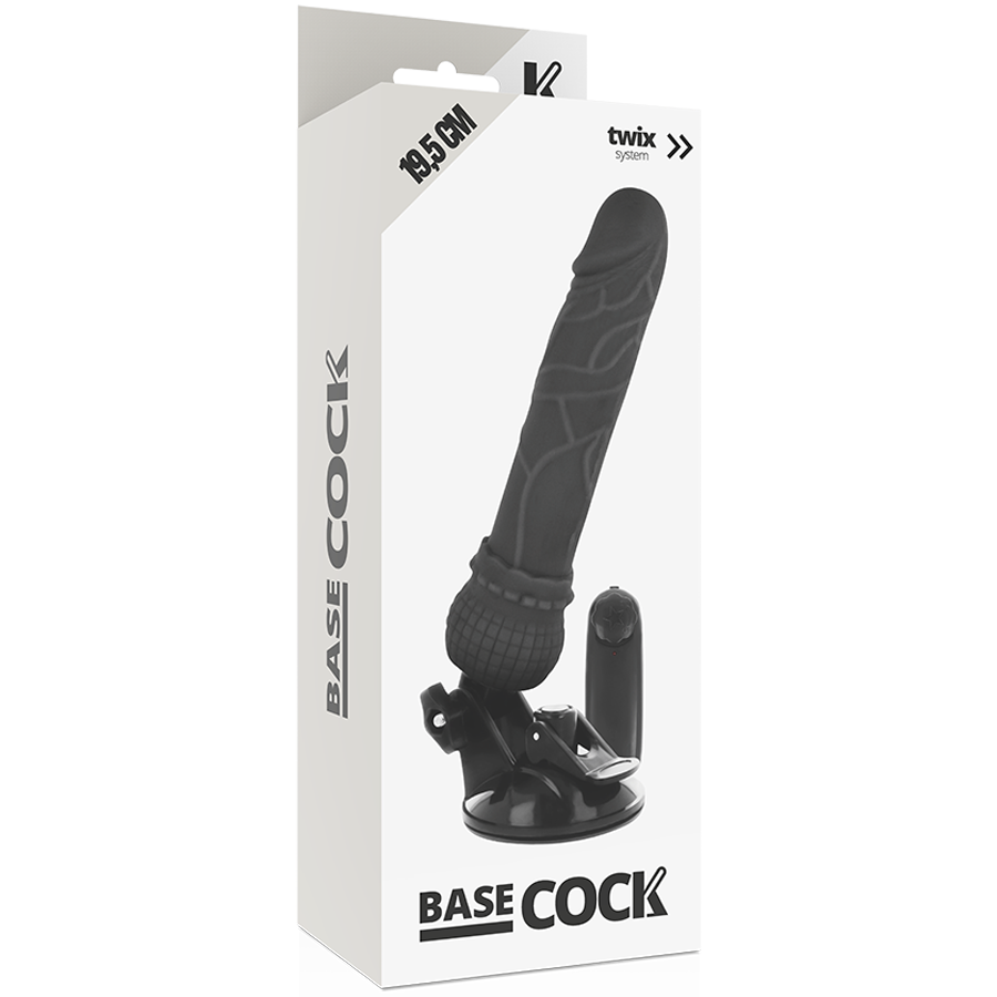 BASECOCK - Realistischer Vibrator mit Fernbedienung Schwarz 19,5 cm -O- 4 cm