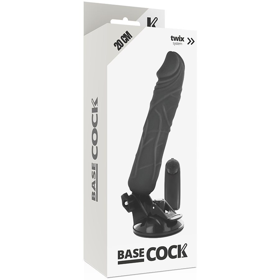 BASECOCK - Realistischer Vibrator mit Fernbedienung Schwarz 20 cm -O- 4 cm