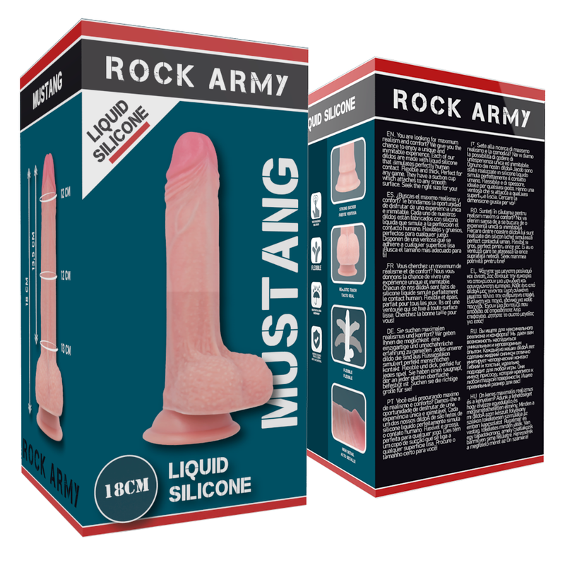 ROCKARMY - GESCHIRR + FLÜSSIGSILIKON PREMIUM MUSTANG REALISTISCH 18 CM -O- 4,14 CM
