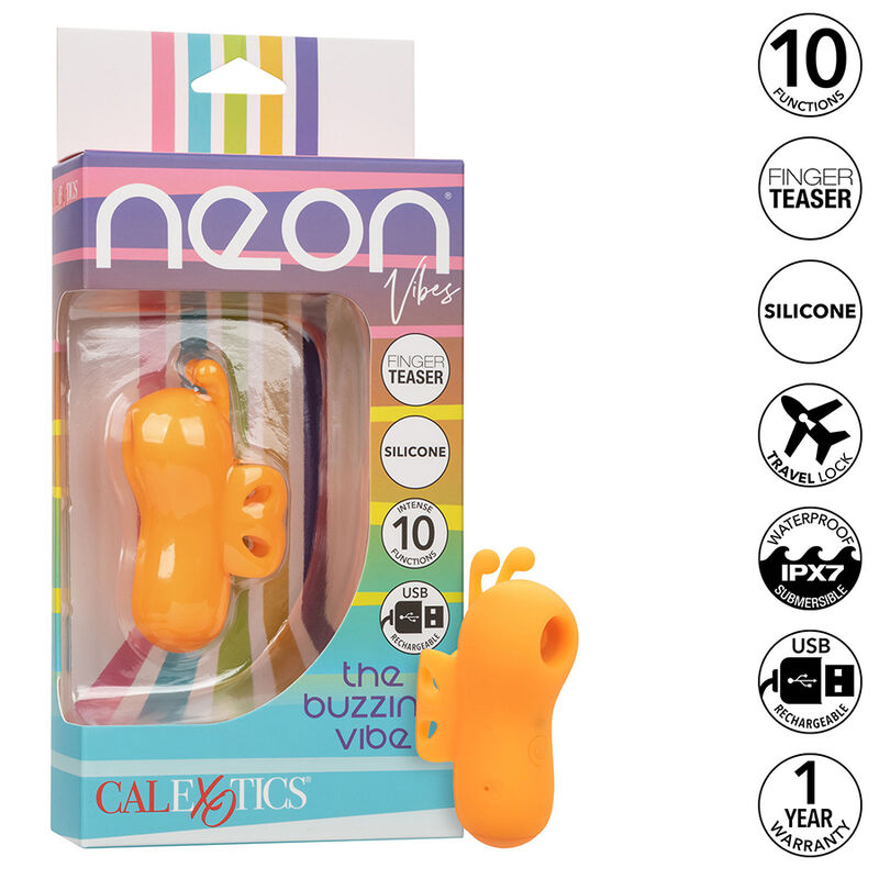 CALEXOTICS - NEON VIBES DER BUZZING VIBE FINGERSTIMULATOR 10 VIBRATIONEN Orange