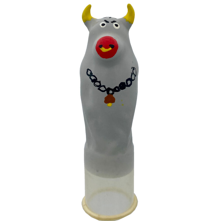 CONDOMERIE - Handbemalte Neuheitskondome Grauer Stier Modell XL
