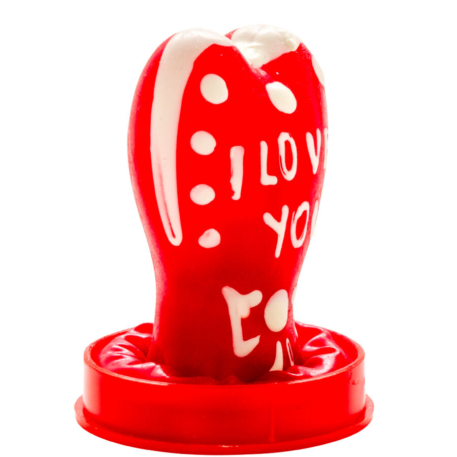 CONDOMERIE - Handbemalte Neuheitskondome Herz - Ich liebe dich Modell 1