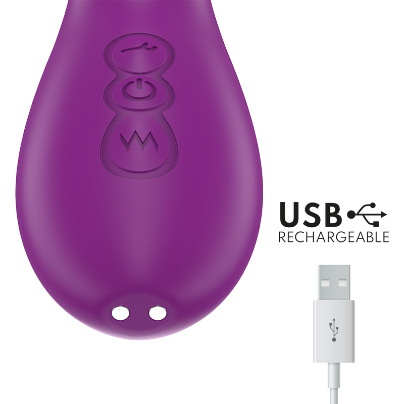 INTENSE - ATENEO wiederaufladbarer Multifunktionsvibrator 7 Vibrationen mit oszillierender Zunge und lila Saugröhre