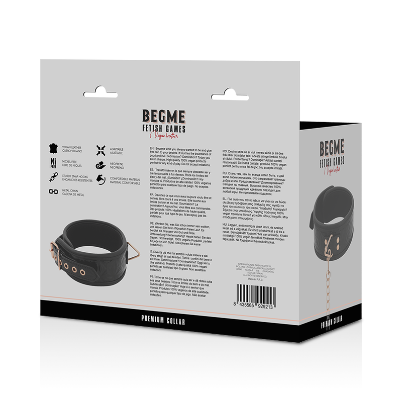 BEGME - Schwarze Edition Premium Veganes Lederhalsband