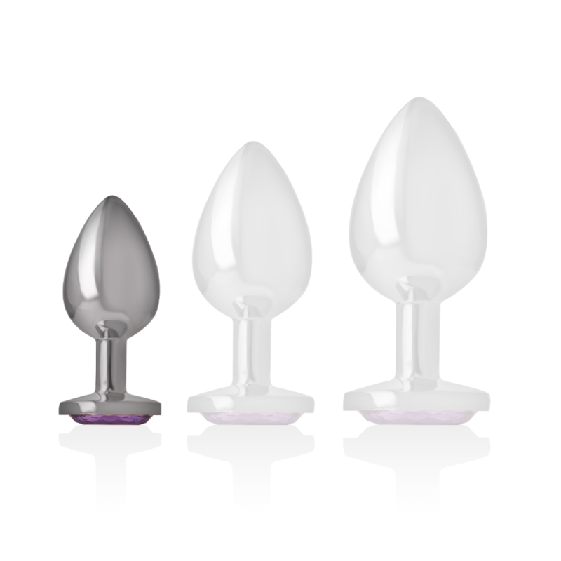 INTENSE - Analplug aus Aluminium mit violettem Kristall, Größe S