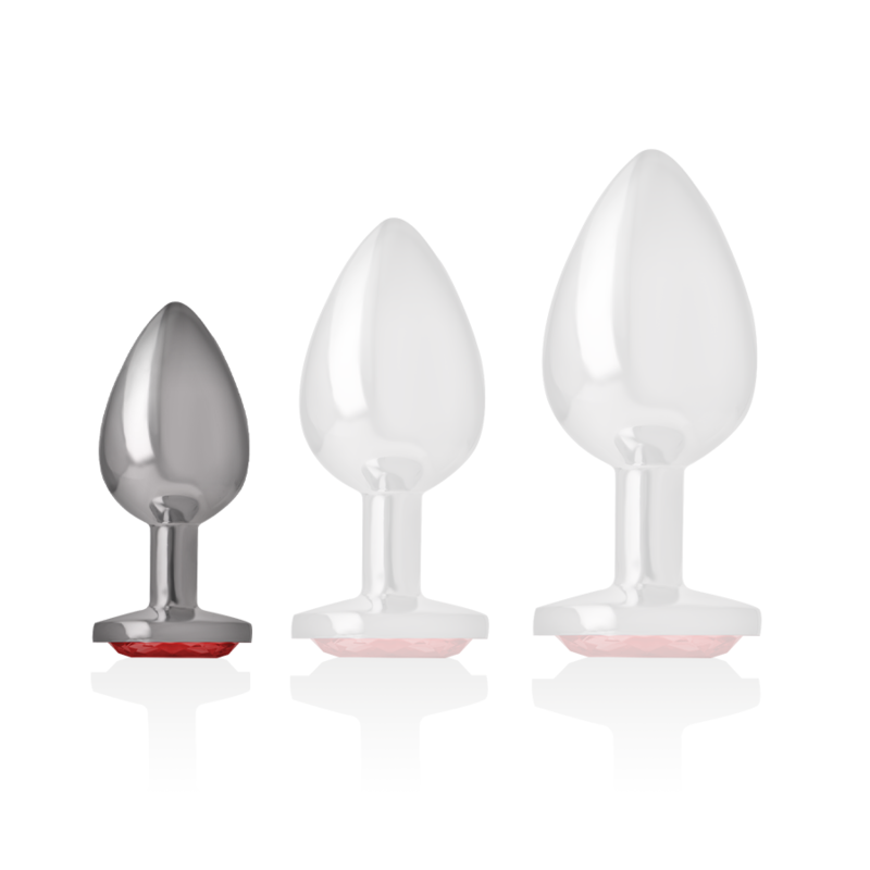 INTENSE - Analstecker aus Aluminium mit rotem Kristall, Größe S