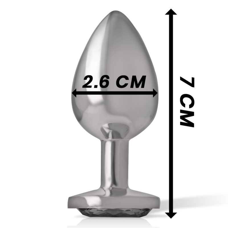 INTENSE - Analplug aus Aluminium mit schwarzem Kristall, Größe S