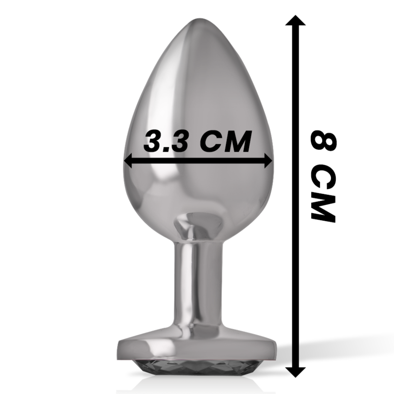 INTENSE - Analplug aus Aluminium mit schwarzem Glas, Größe M