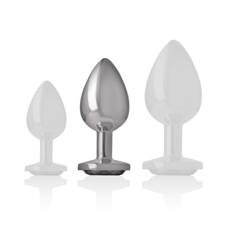 INTENSE - Analplug aus Aluminium mit schwarzem Glas, Größe M