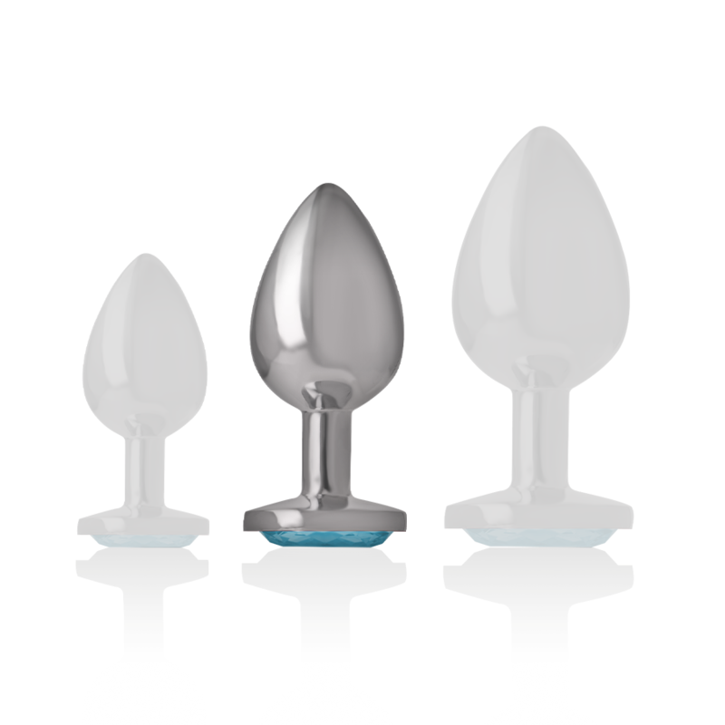 INTENSE - Analplug aus Aluminium mit blauem Glas, Größe M
